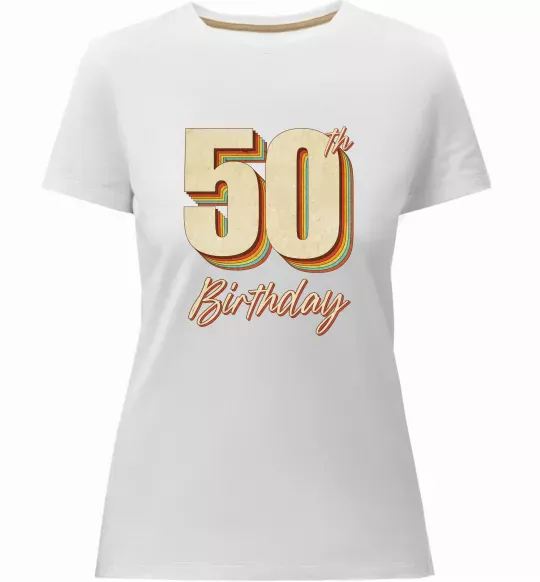 Жіноча преміум футболка 50th Birthday Білий фото