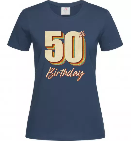 Жіноча футболка 50th Birthday Темно-синій фото
