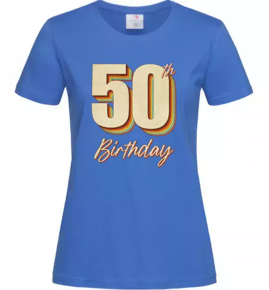 Жіноча футболка 50th Birthday Яскраво-синій фото