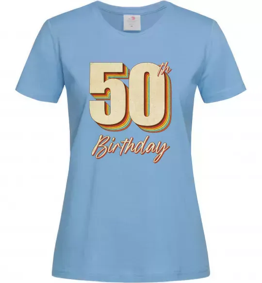 Жіноча футболка 50th Birthday Блакитний фото