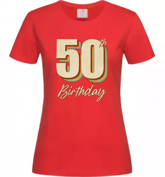 Жіноча футболка 50th Birthday Червоний фото