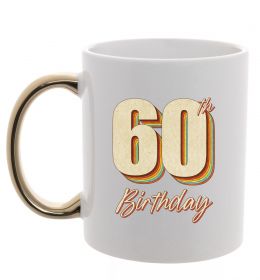Чашка з кольоровою ручкою 60th Birthday