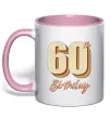 Чашка с цветной ручкой 60th Birthday Нежно розовый фото