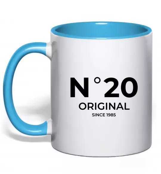Чашка с цветной ручкой №20 original since Голубой фото