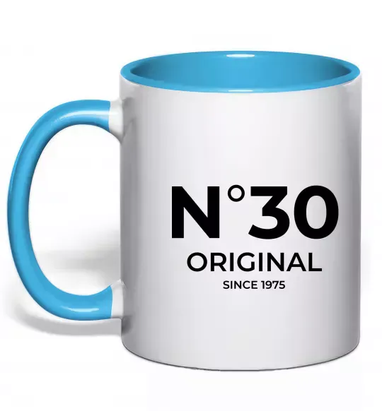 Чашка з кольоровою ручкою №30 original since Блакитний фото