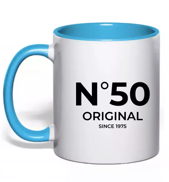 Чашка с цветной ручкой №50 original since Голубой фото