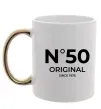 Чашка с цветной ручкой №50 original since Золото фото