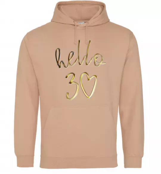 Мужская толстовка (худи) Hello 30 Песочный фото