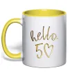 Чашка с цветной ручкой Hello 50 Лимонный фото