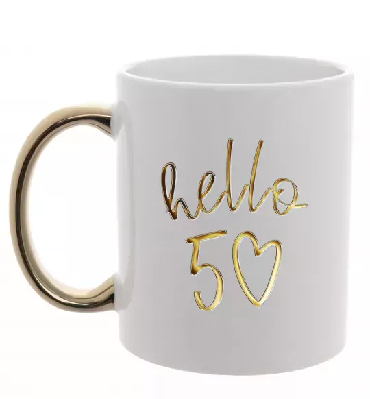 Чашка с цветной ручкой Hello 50 Золото фото