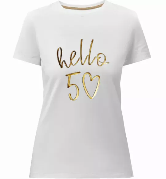 Жіноча преміум футболка Hello 50 Білий фото