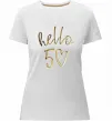 Жіноча преміум футболка Hello 50 Білий фото