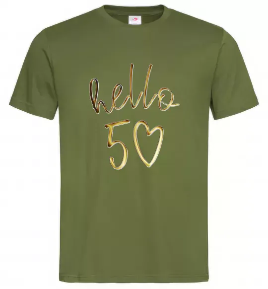 Мужская футболка Hello 50 Оливковый фото