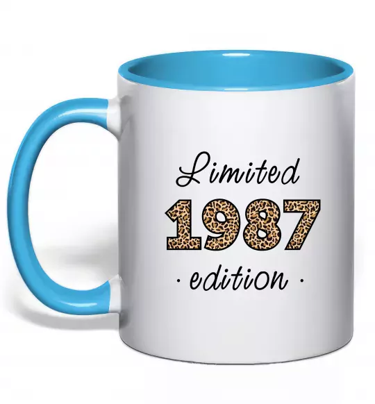 Чашка с цветной ручкой Limited edition 1987 leopard Голубой фото