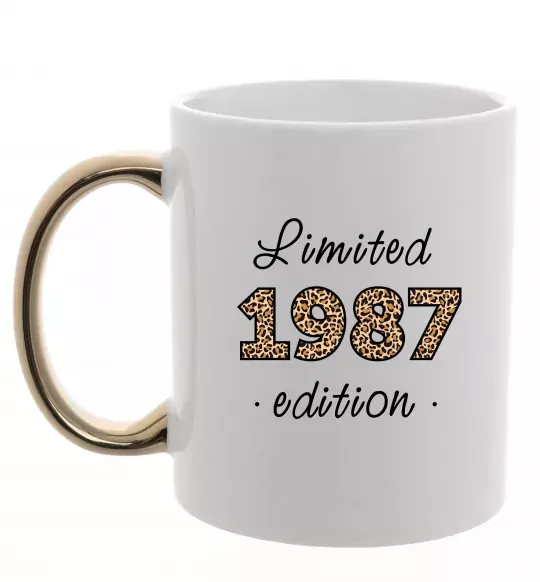 Чашка с цветной ручкой Limited edition 1987 leopard Золото фото