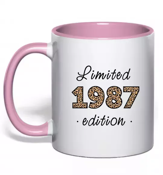Чашка с цветной ручкой Limited edition 1987 leopard Нежно розовый фото