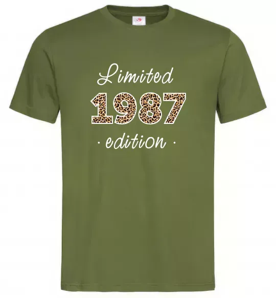 Мужская футболка Limited edition 1987 leopard Оливковый фото