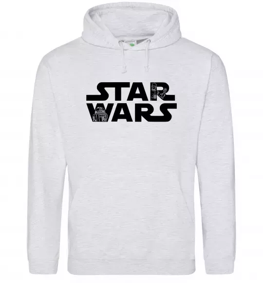 Мужская толстовка (худи) Star Wars C3RO та R2D2 Серый меланж фото