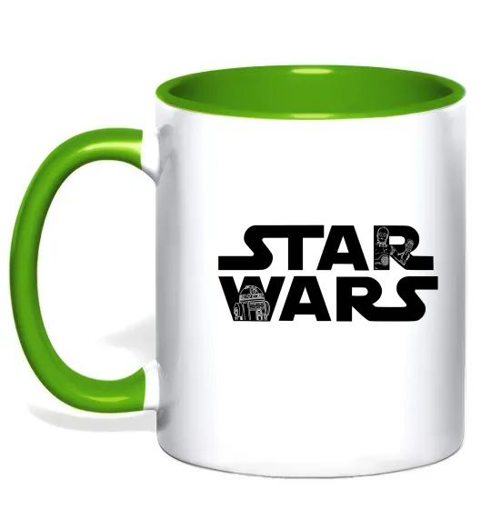 Чашка з кольоровою ручкою Star Wars C3RO та R2D2 Лаймовий фото
