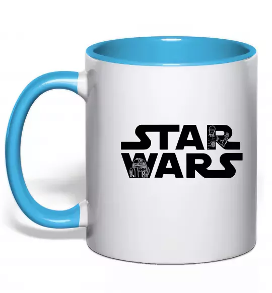 Чашка с цветной ручкой Star Wars C3RO та R2D2 Голубой фото
