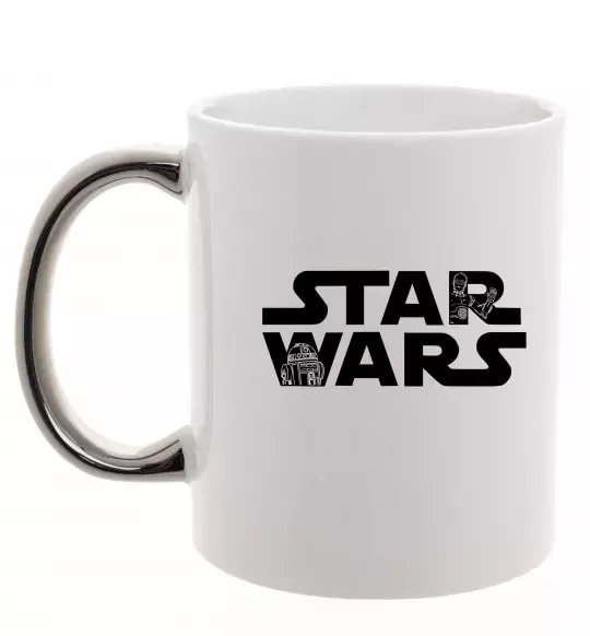 Чашка с цветной ручкой Star Wars C3RO та R2D2 Серебро фото