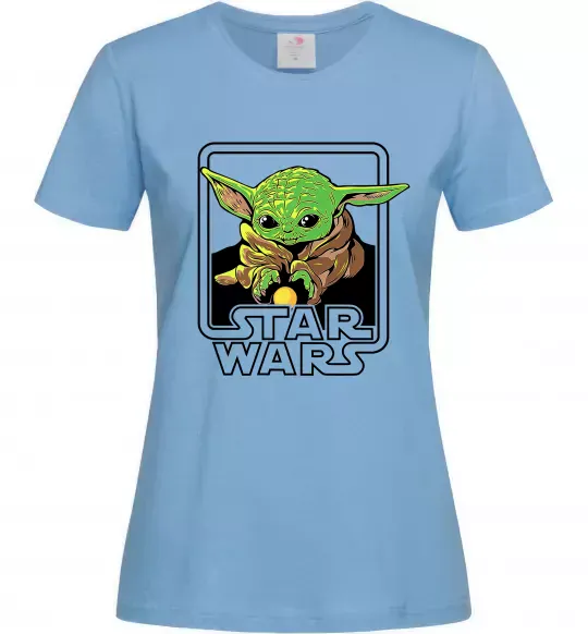 Женская футболка Baby Yoda Grogu Голубой фото