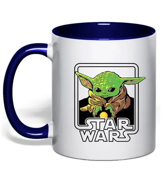 Чашка с цветной ручкой Baby Yoda Grogu Глубокий темно-синий фото