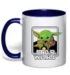 Чашка с цветной ручкой Baby Yoda Grogu Глубокий темно-синий фото