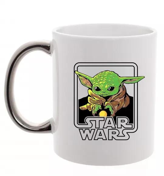 Чашка с цветной ручкой Baby Yoda Grogu Серебро фото