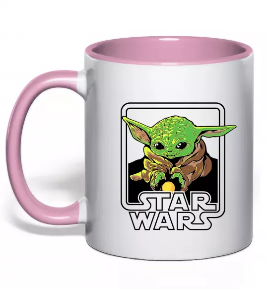 Чашка с цветной ручкой Baby Yoda Grogu Нежно розовый фото