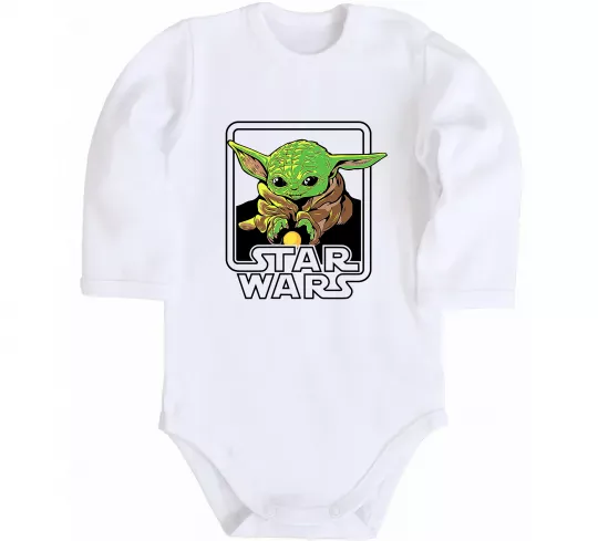Детский боди Baby Yoda Grogu Белый фото