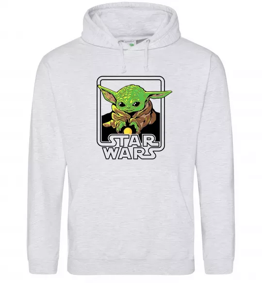 Чоловіча толстовка (худі) Baby Yoda Grogu Сірий меланж фото