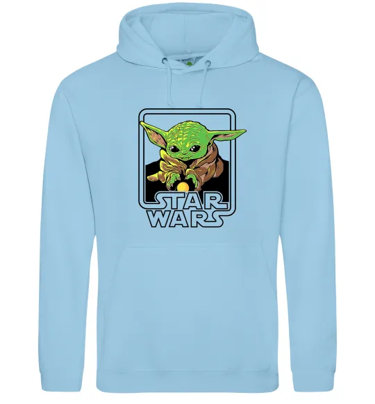 Мужская толстовка (худи) Baby Yoda Grogu Голубой фото