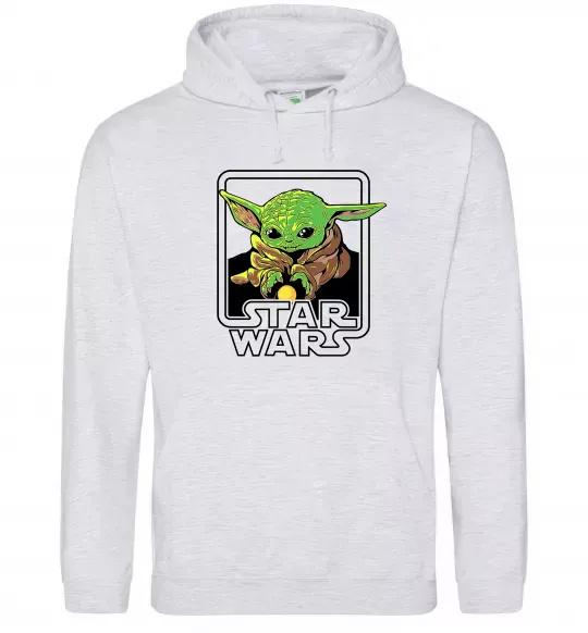 Женская толстовка (худи) Baby Yoda Grogu Серый меланж фото