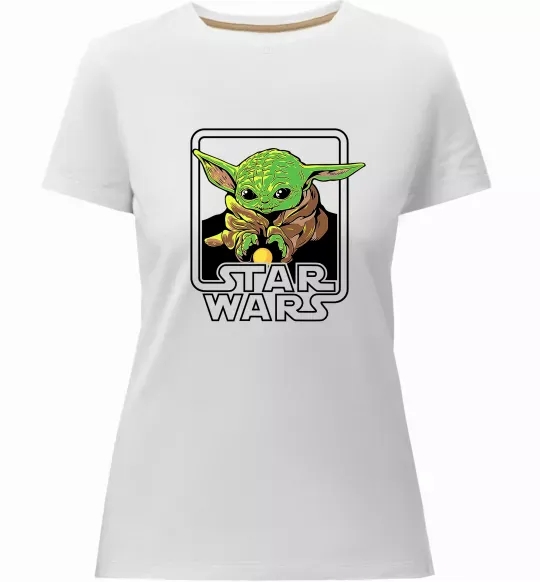 Женская премиум футболка Baby Yoda Grogu Белый фото