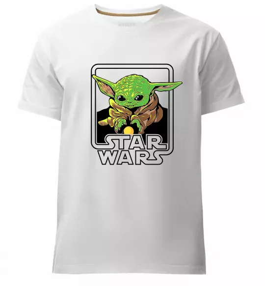 Мужская премиум футболка Baby Yoda Grogu Белый фото