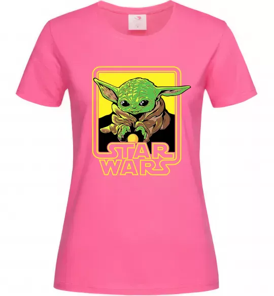 Женская футболка Baby Yoda Grogu Ярко-розовый фото