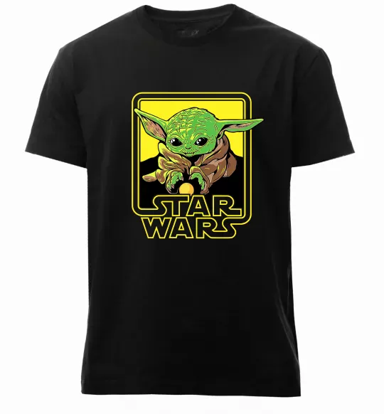 Мужская премиум футболка Baby Yoda Grogu Черный фото