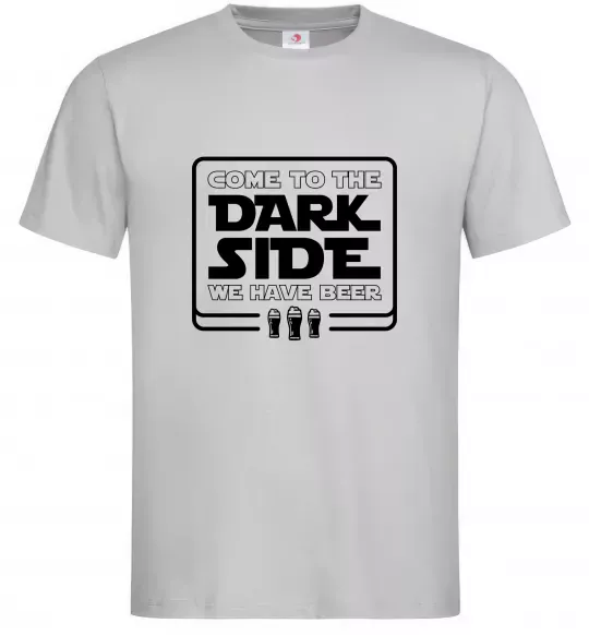 Мужская футболка Come to the Dark side we have beer Серый фото