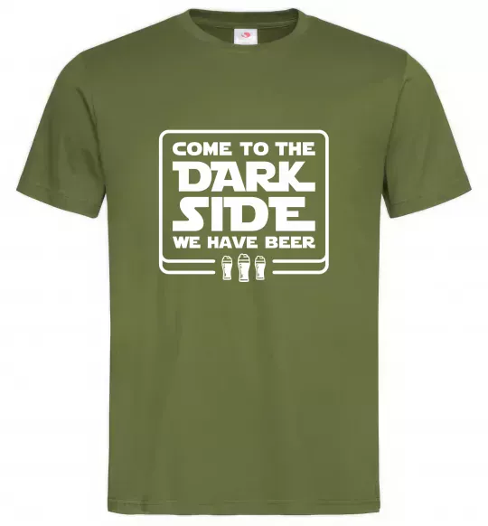 Мужская футболка Come to the Dark side we have beer Оливковый фото