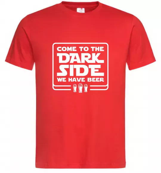 Мужская футболка Come to the Dark side we have beer Красный фото