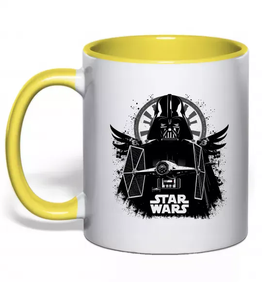 Чашка с цветной ручкой Darth Vader зоряний винищувач Солнечно желтый фото