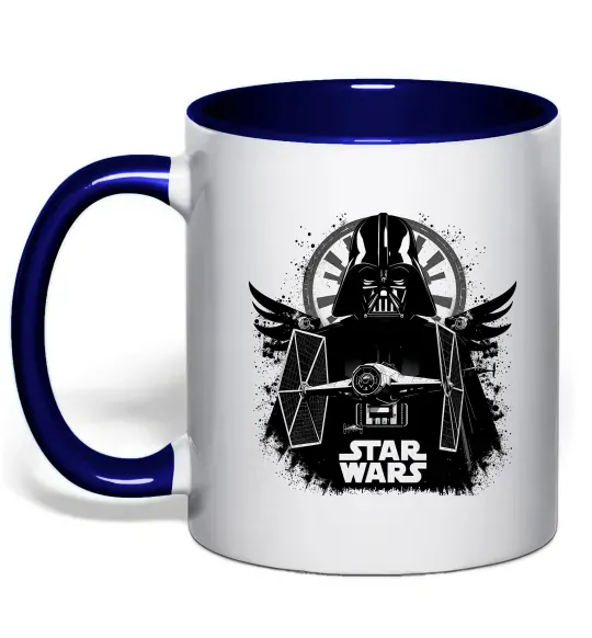 Чашка с цветной ручкой Darth Vader зоряний винищувач Глубокий темно-синий фото