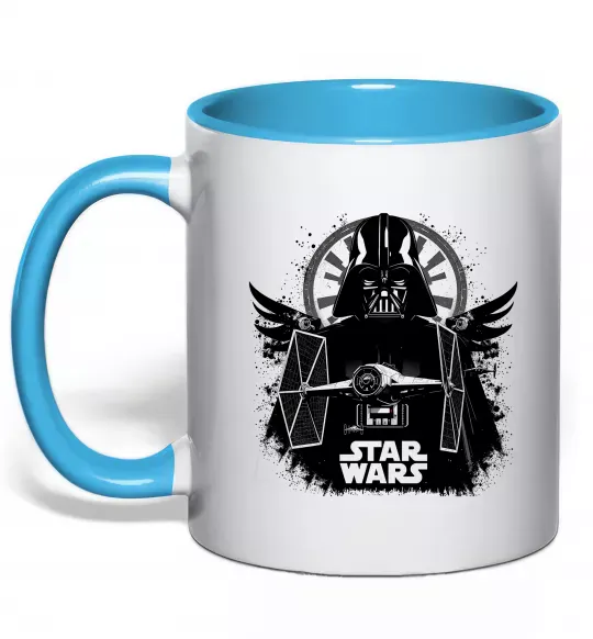 Чашка с цветной ручкой Darth Vader зоряний винищувач Голубой фото