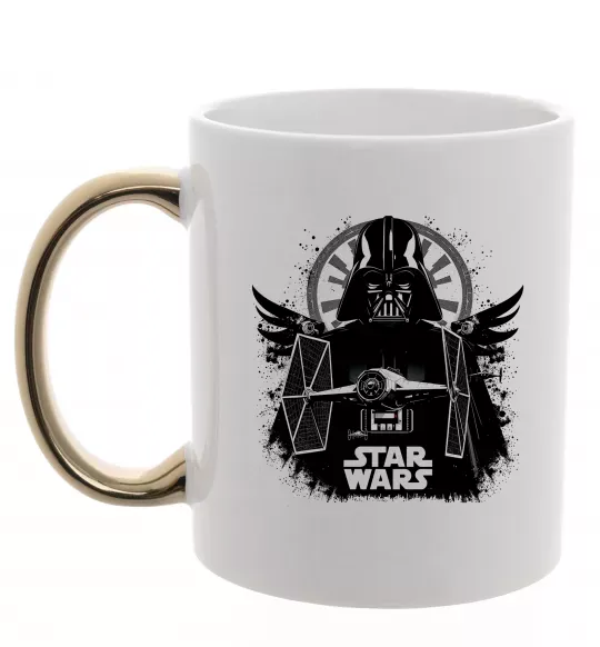 Чашка с цветной ручкой Darth Vader зоряний винищувач Золото фото