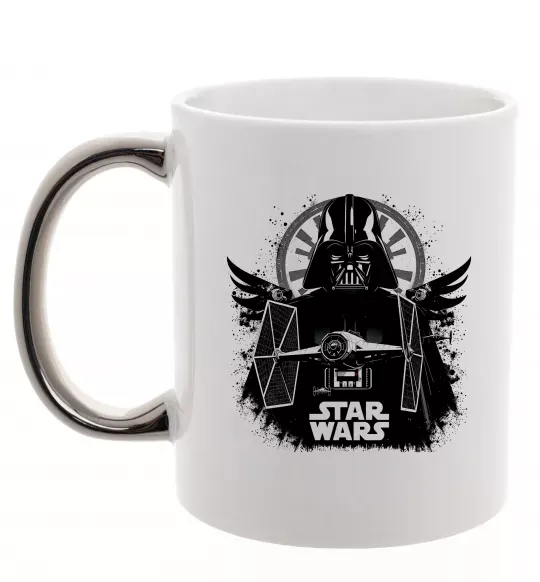 Чашка с цветной ручкой Darth Vader зоряний винищувач Серебро фото