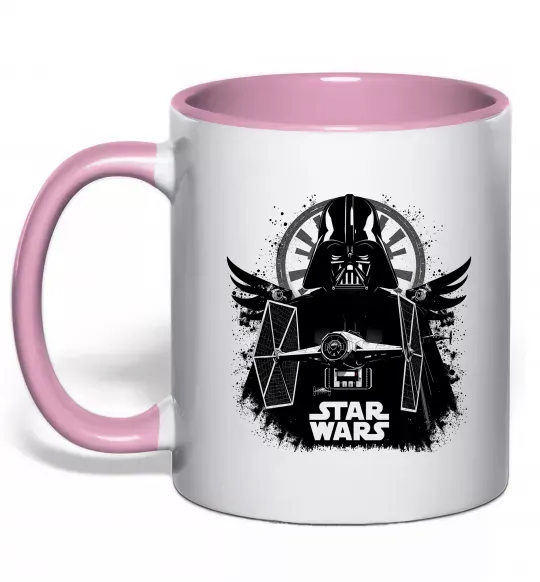 Чашка с цветной ручкой Darth Vader зоряний винищувач Нежно розовый фото