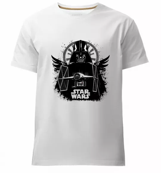 Чоловіча преміум футболка Darth Vader зоряний винищувач Білий фото