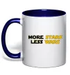 Чашка з кольоровою ручкою More stars less wars Глибокий темно-синій фото