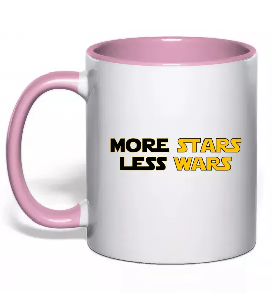Чашка з кольоровою ручкою More stars less wars Ніжно рожевий фото